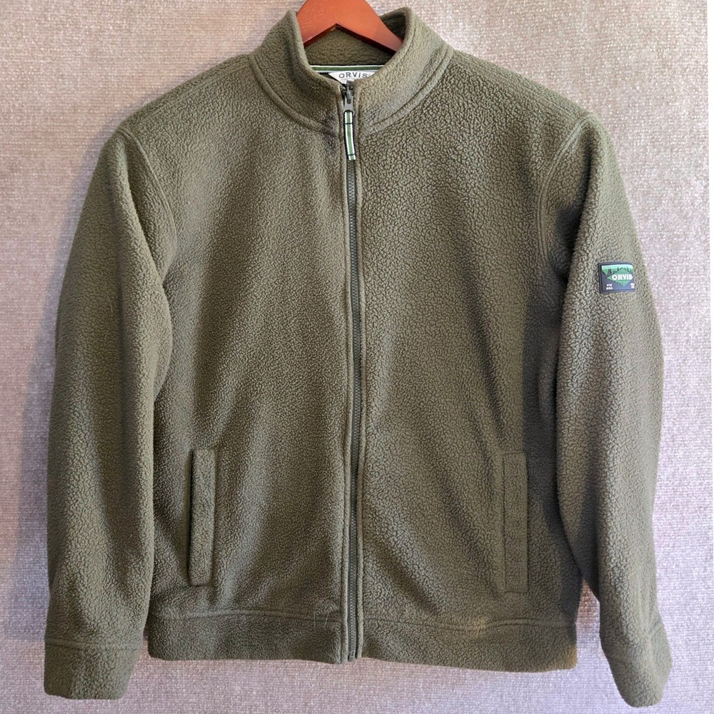 Orvis‎ Mens Classic Collection Full Zip Fleece Jacket Olive Green Small
